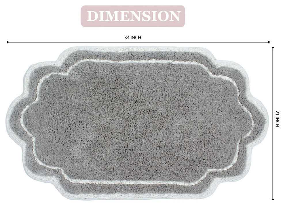 Allure Collection Absorbent Cotton Machine Washable Rug 21"x34", Gray