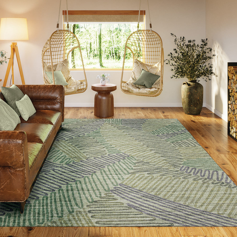 Indoor/Outdoor Sedona SN11 Moss Machine Washable 5' x 7'6" Rug