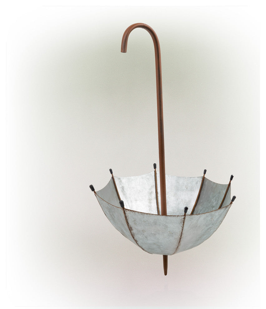 Alpine Rustic Outdoor Upside Down Umbrella Stake and Planter, 19"