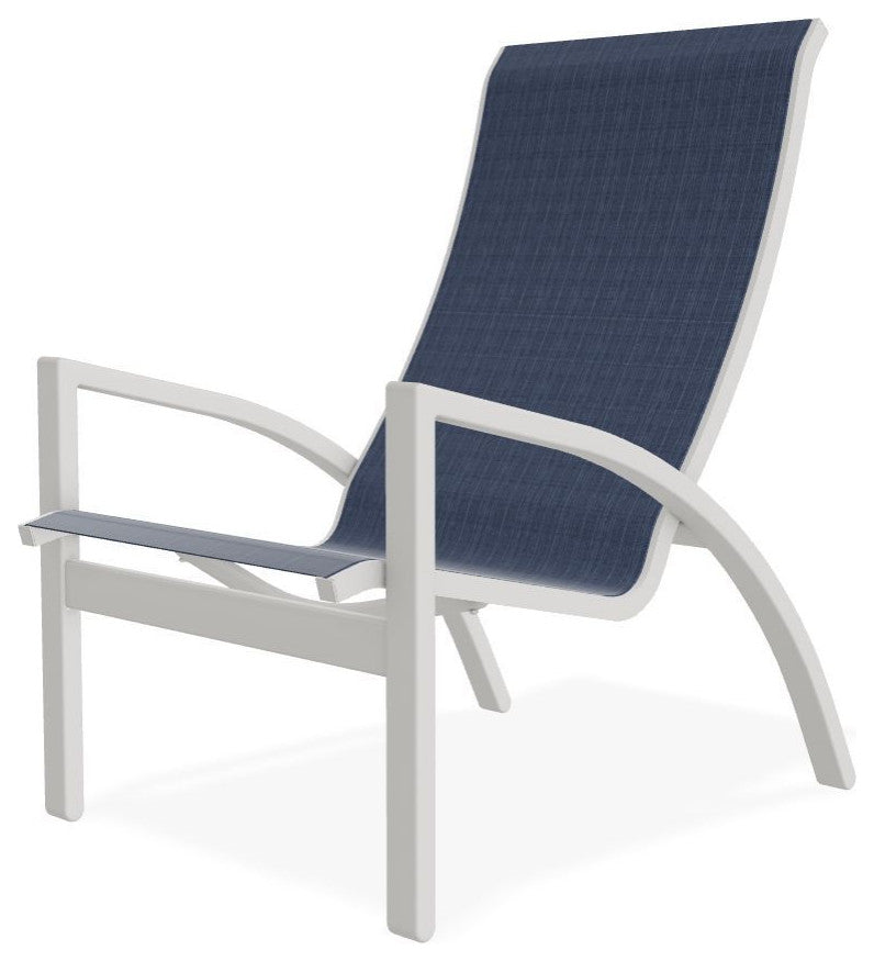 Kendall Sling Stackable Outdoor Lounge Chair, Mavi/Snow