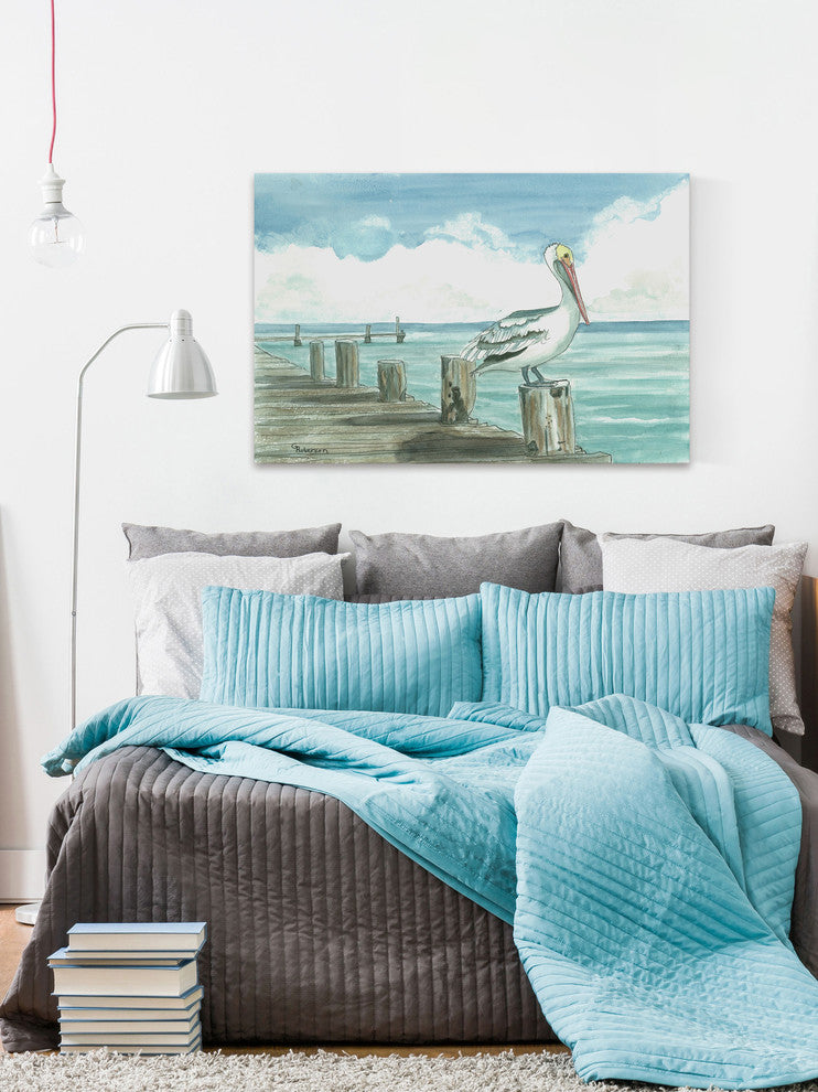 "Sitting on the Dock" Painting Print on Wrapped Canvas, 24"x16"