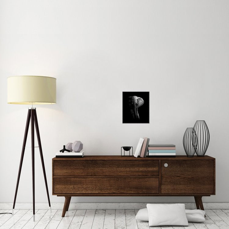 "Elephant!" Framed Canvas Giclee by Wildphotoart, 14x17"