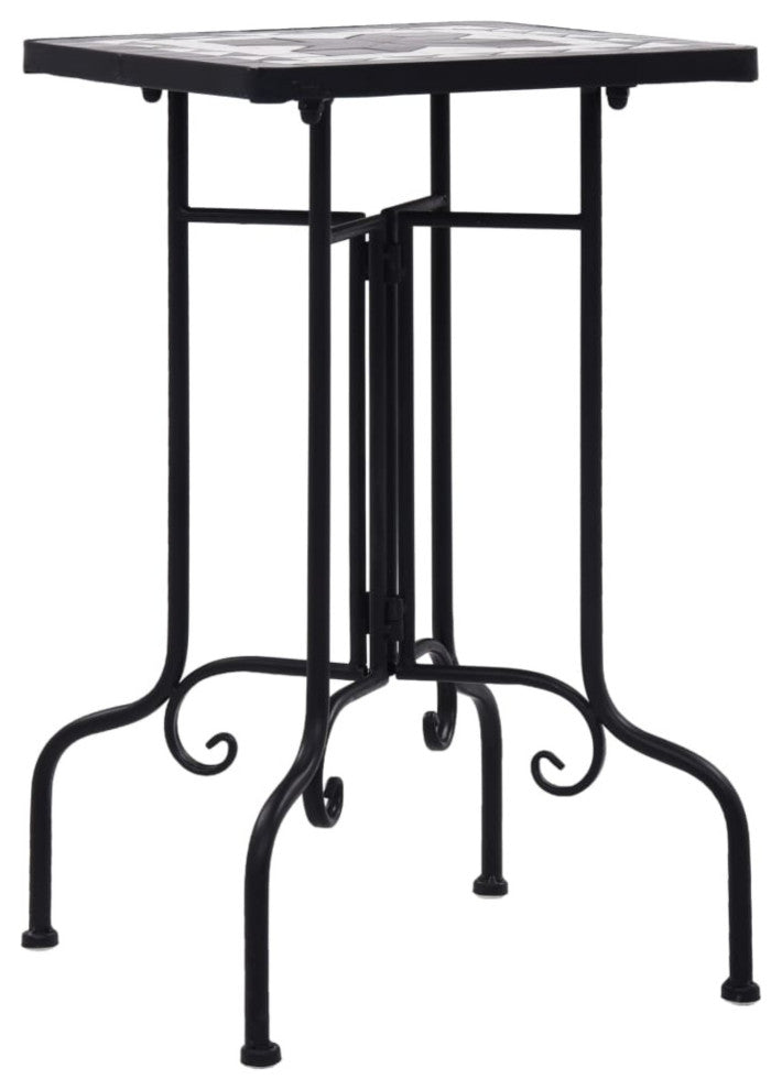vidaXL Mosaic Side Table Black and White Ceramic