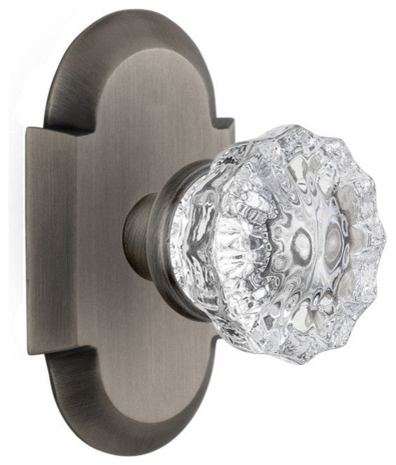 Double Cottage Plate With Crystal Knob, Antique Pewter