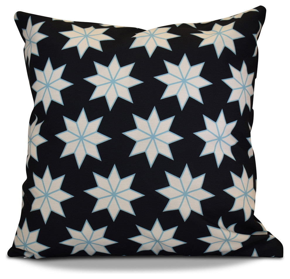 Decorative Holiday Pillow Geometric Print, Navy Blue, 20"x20"