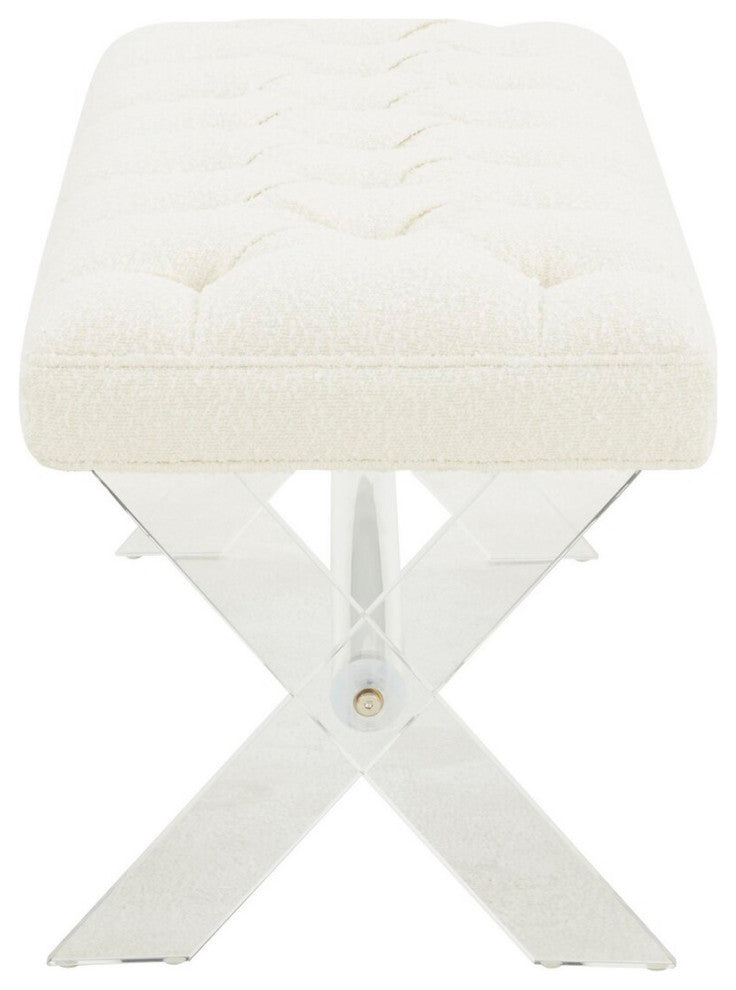 Safavieh Couture Tourmaline Tufted Acrylic Bench, Ivory