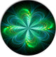 Green Fractal Flower Blooming, Abstract Art Disc Metal Artwork, 11"