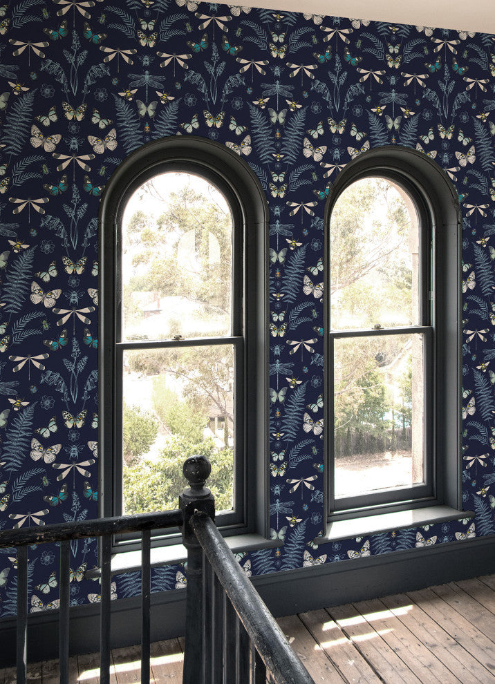 Hidden Treasures Blue Peel and Stick Wallpaper