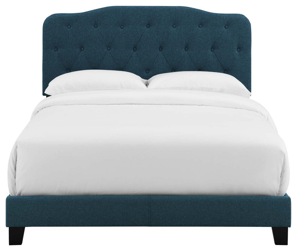 Amelia Twin Upholstered Fabric Bed Azure