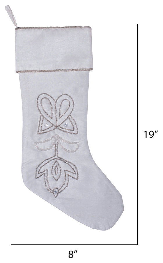 Vickerman Qtx17021 Decorative 8"X19" Pointed Beaded Christmas Stocking