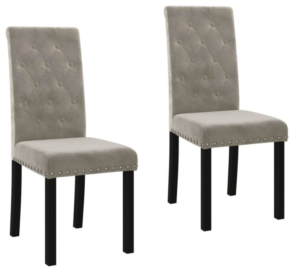 vidaXL Dining Chairs 2 pcs Light Gray Velvet