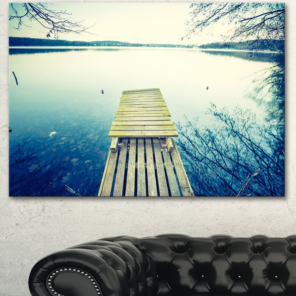 Sunset Over Tranquil Lake, Bridge Canvas Art Print, 60"x28"