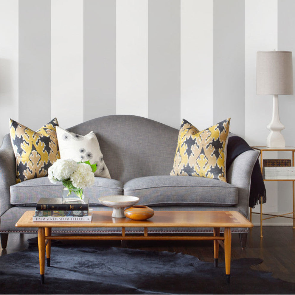 Vertical Stripe Bold Peel and Stick Vinyl Wallpaper , Gray, 24"w X 60"h