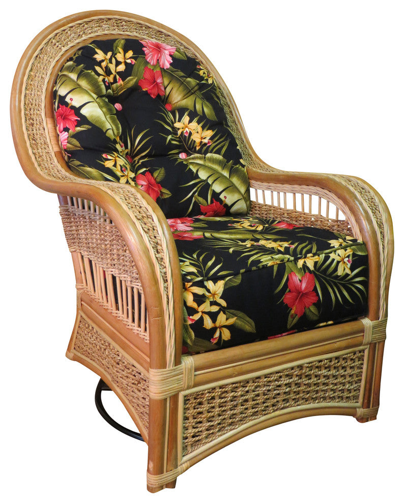 Spice Island Swivel Rocker in Natural, Mint Fabric