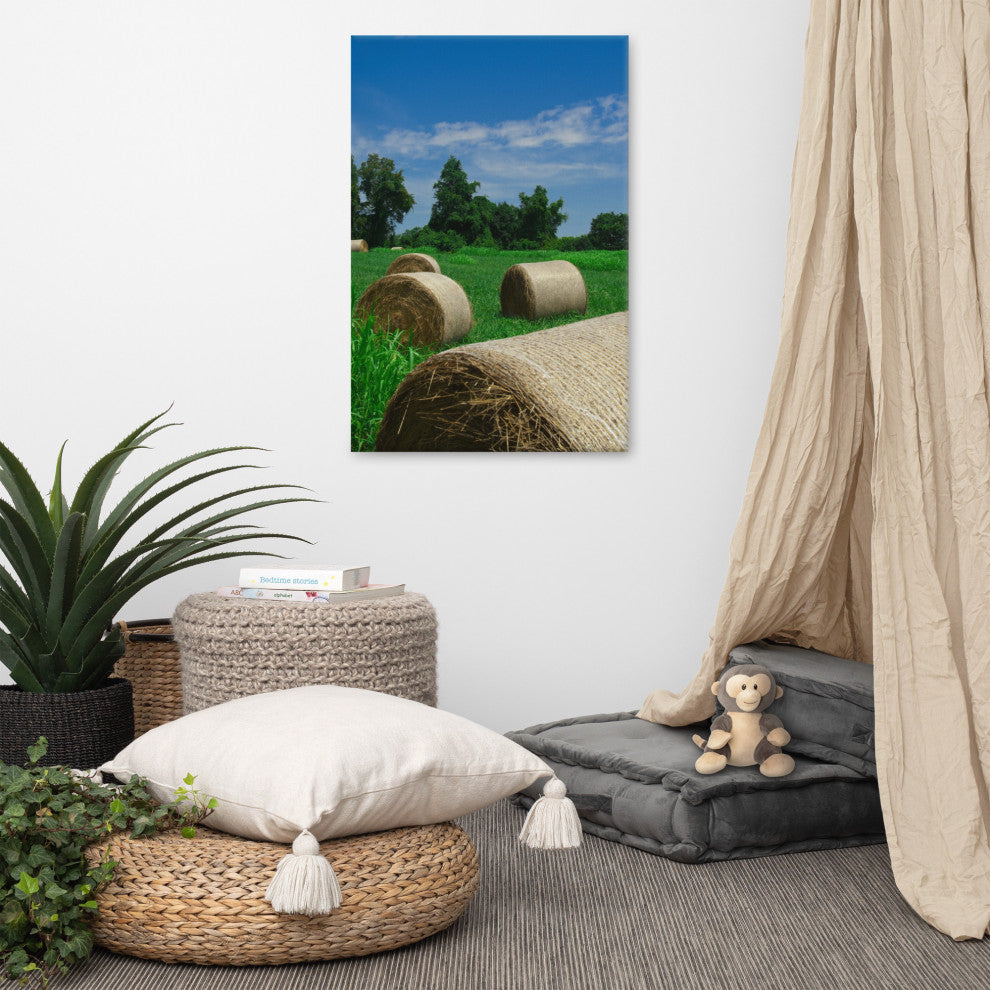 Hay Whatcha Doin in the Field Landscape Photo Canvas Wall Art Print, 24" X 36"