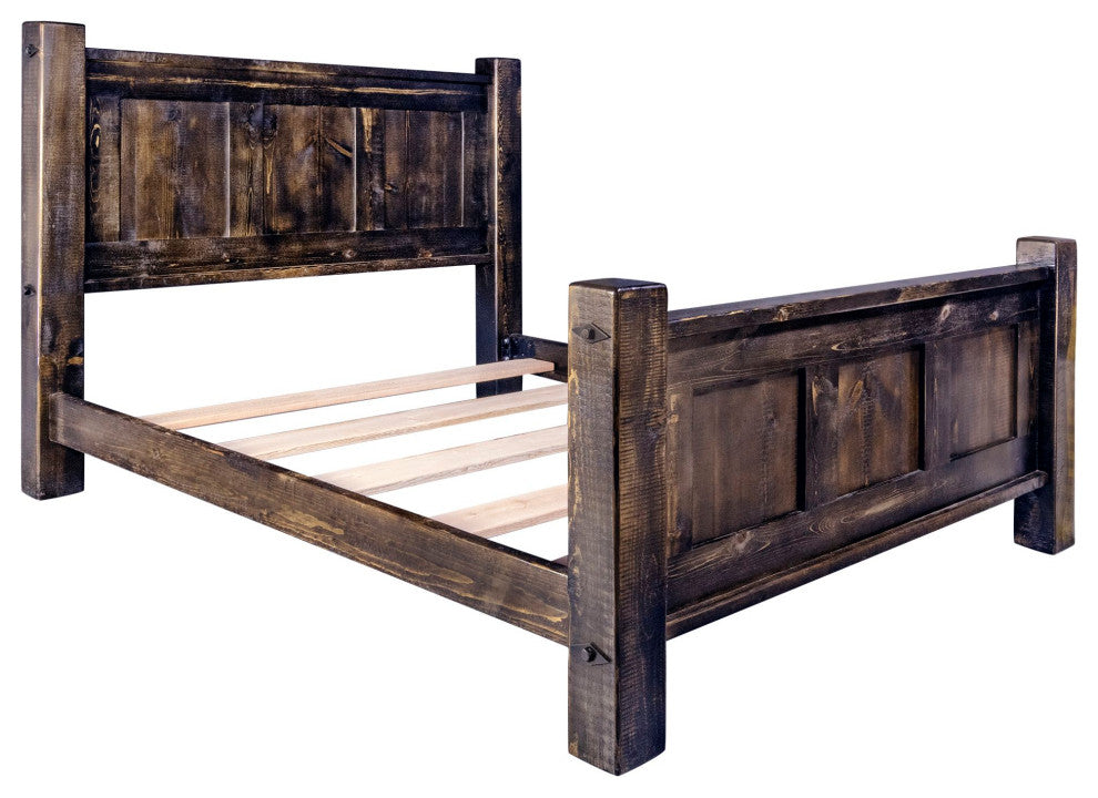 Big Sky Collection Rugged Sawn Panel Bed, Twin, Jacobean Stain