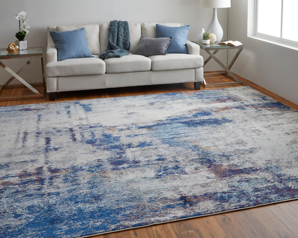 Weave & Wander Adelmo Abstract Contemporary Rug, Multi/Ivory, 9'x12'