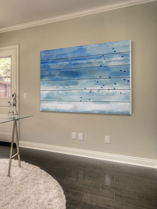 "Blue Sky Birds" Wall Art on Wood, 45"x30"