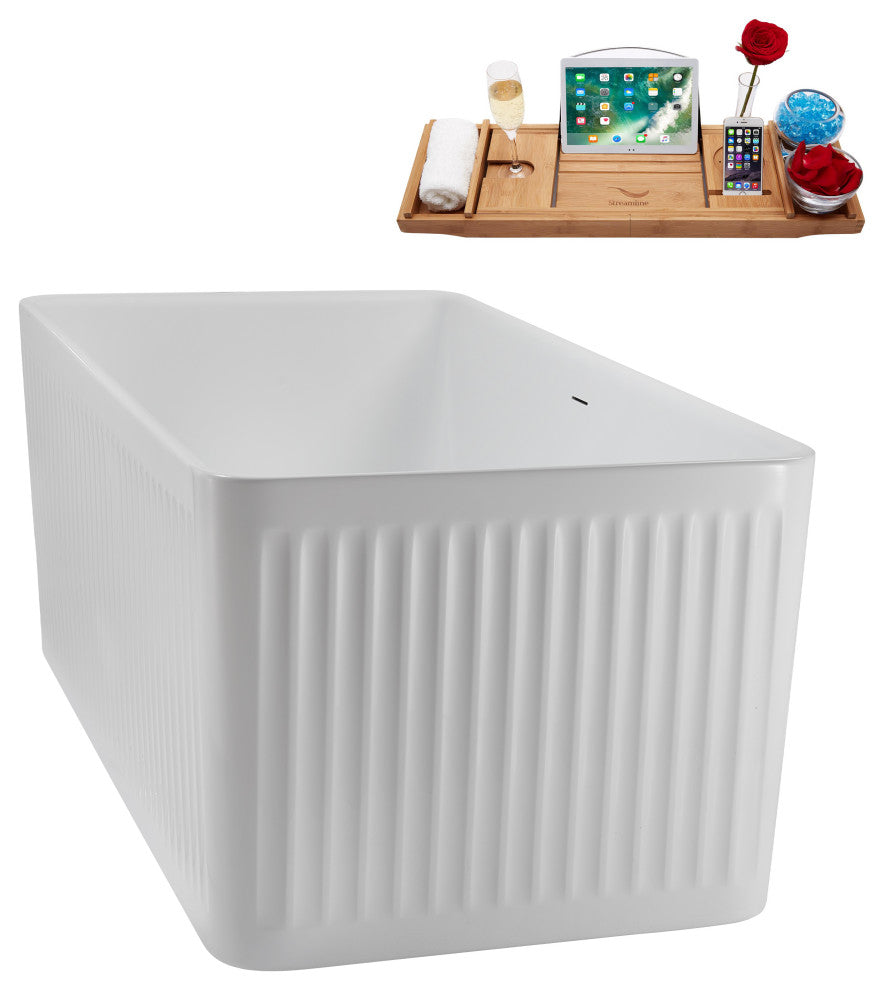 59" Streamline N5000BGL Soaking Freestanding Tub, Tray, Drain, Brushed Gold