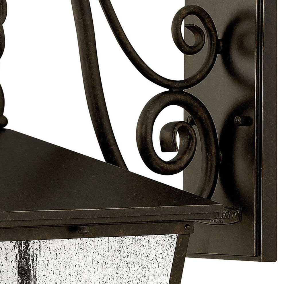 Trellis Large Outdoor Wall Sconce, Regency Bronze With Clear Seedy Glass