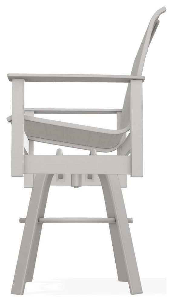 Leeward Sling Bar Height Outdoor Swivel Armchair, Deacon/Warm Gray