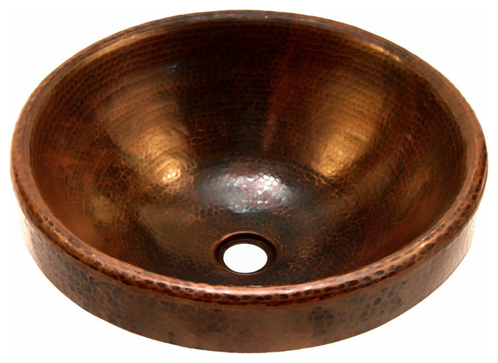 Granada Copper Drop-in Bathroom Sink, Antique