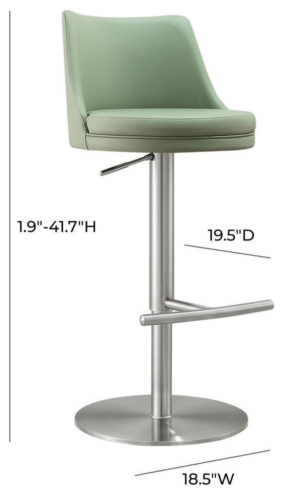 TOV Furniture Reagan Sea Foam Green and Silver Adjustable Stool