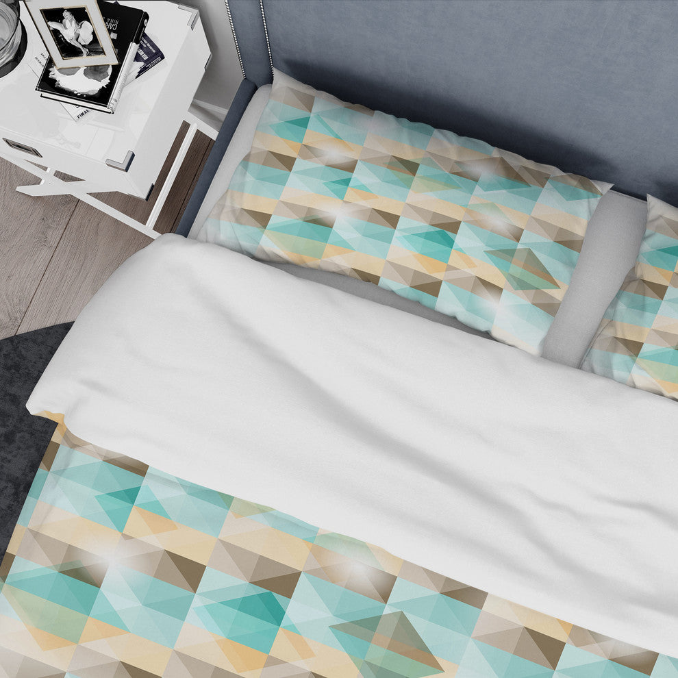 3D Illusion of Geometric Squaresf Abstract Duvet Cover, Twin