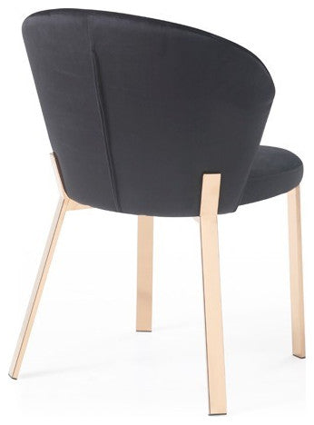 Set of Two Black Velvet Rosegold Dining Chairs