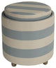 Cortesi Home Keyes Round Storage Ottoman With Tray Top, Blue and White Striped F