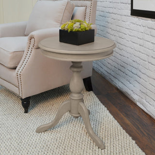 Anna Pedestal Base Accent Table, Weathered Gray