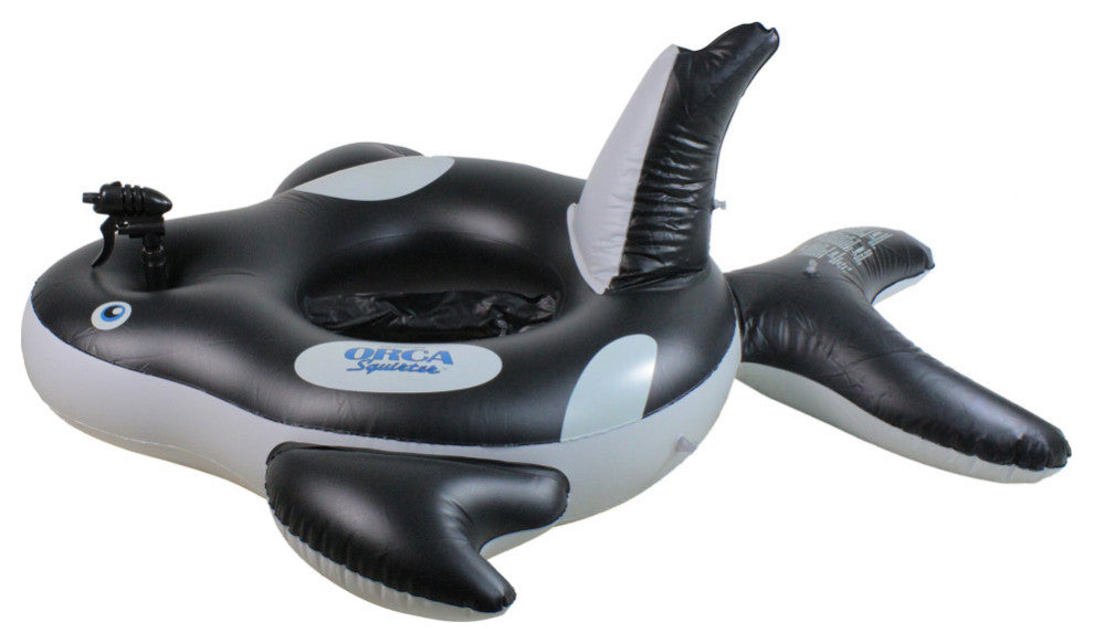 10" Inflatable Black and White Orca Whale Squirter Swimming Pool Float