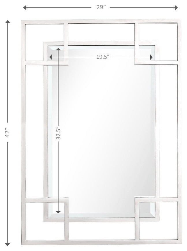Silver Rectangle Accent Metal Mirror