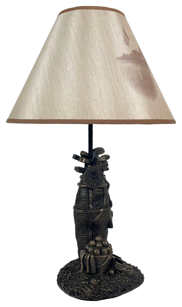 Golf Lovers Tee Light Golf Bag Table Lamp w/Decorative Shade