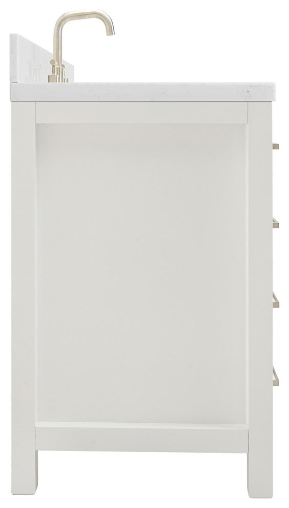 Ariel Bristol 54" Single Rectangle Sink Bathroom Vanity, Carrara Quartz