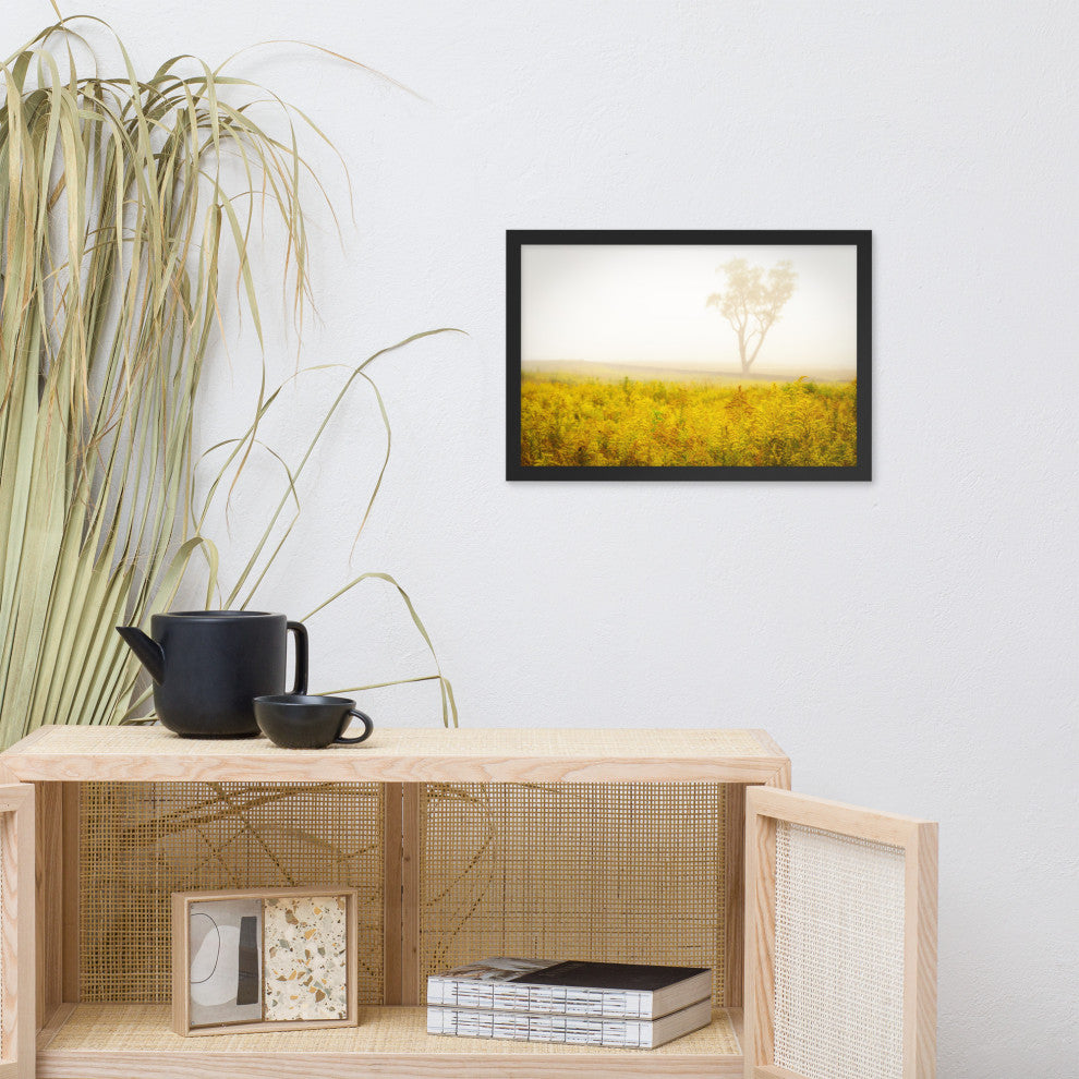 Dreams of Goldenrod and Fog Landscape Framed Photo Paper Wall Art Prints, Black, 12" X 18"