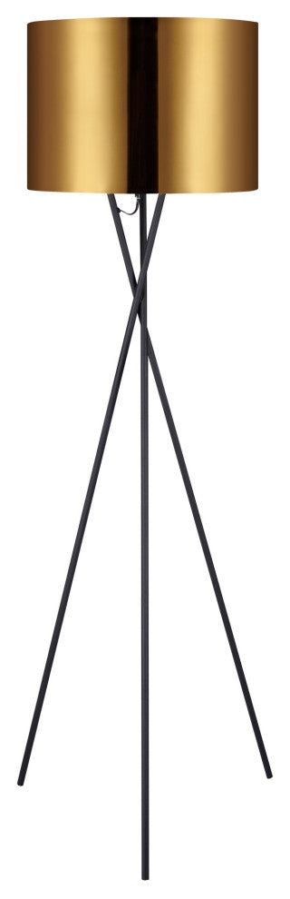 Tall Standing Light Tripod Floor Lamp, Gold
