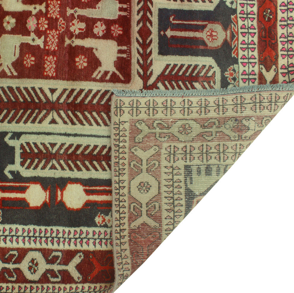Semi-Antique Indiana Charcoal/Beige Runner, 4'11x10'6