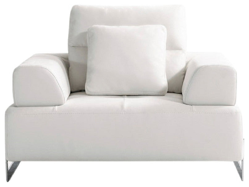 Ravenna White Faux Suede Accent Chair With Sliding Backrest and Armrest