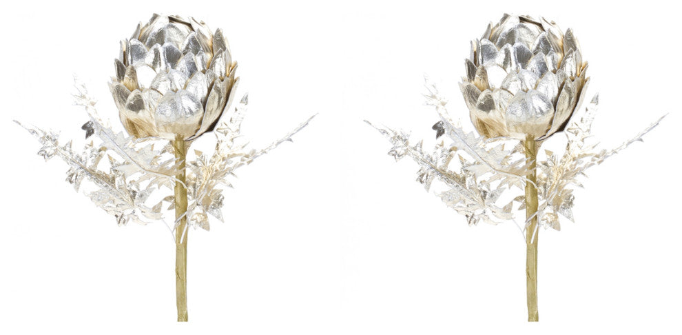 Metallic Artichoke Stem, Set of 2