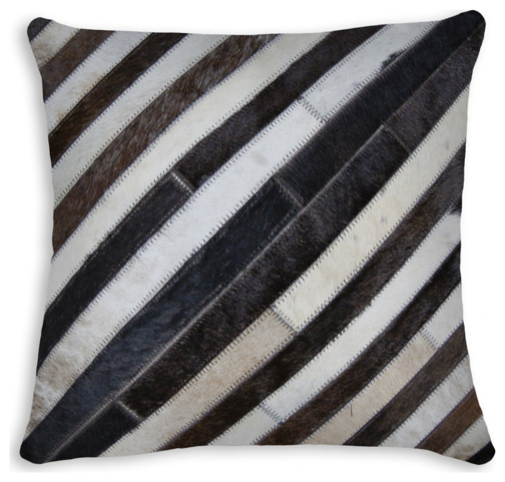 HomeRoots 18" x 18" x 5" Fabulous Chocolate And Torino Kobe Cowhide Pillow