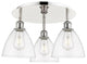 Bristol Glass-3 Light 19" Flush Mount-Polished Nickel, Clear Glass Shade