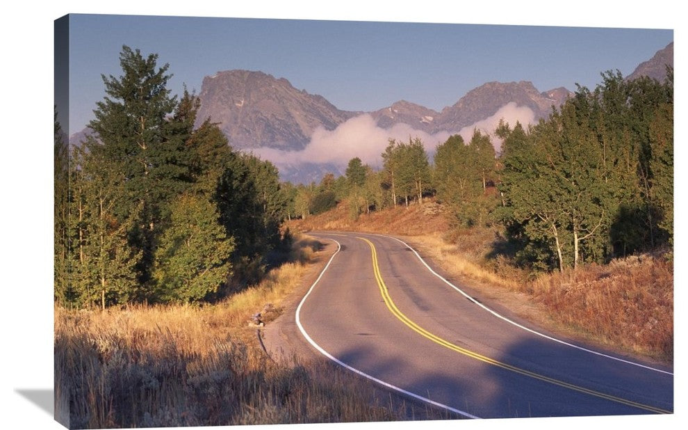 "Highway And Mt Moran, Grand Teton National Park, Wyoming" Artwork, 36" x 24"