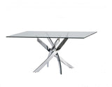 Modrest Pyrite Modern Rectangular Glass Dining Table