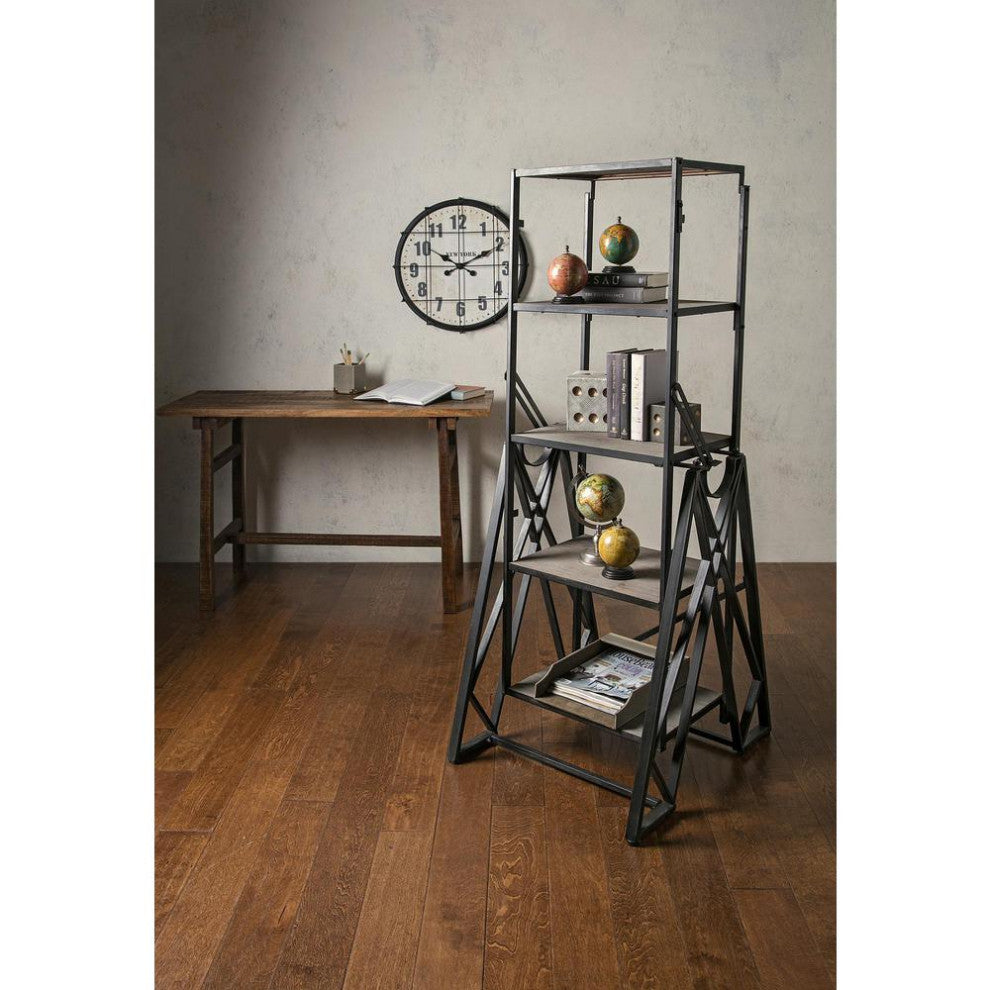 Shelly Contemporary 26" Counter HeightSwivel Barstool in Black Brush Wood Finish
