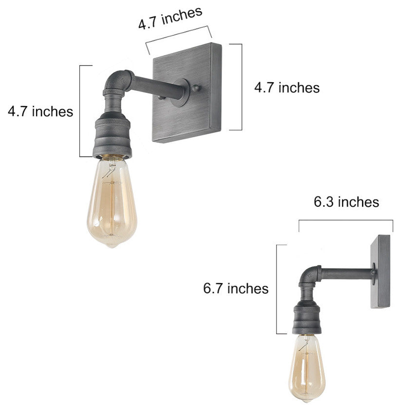LALUZ 1-Light Water Pipe Wall Sconce Metal Vanity Lights Industrial Sconces