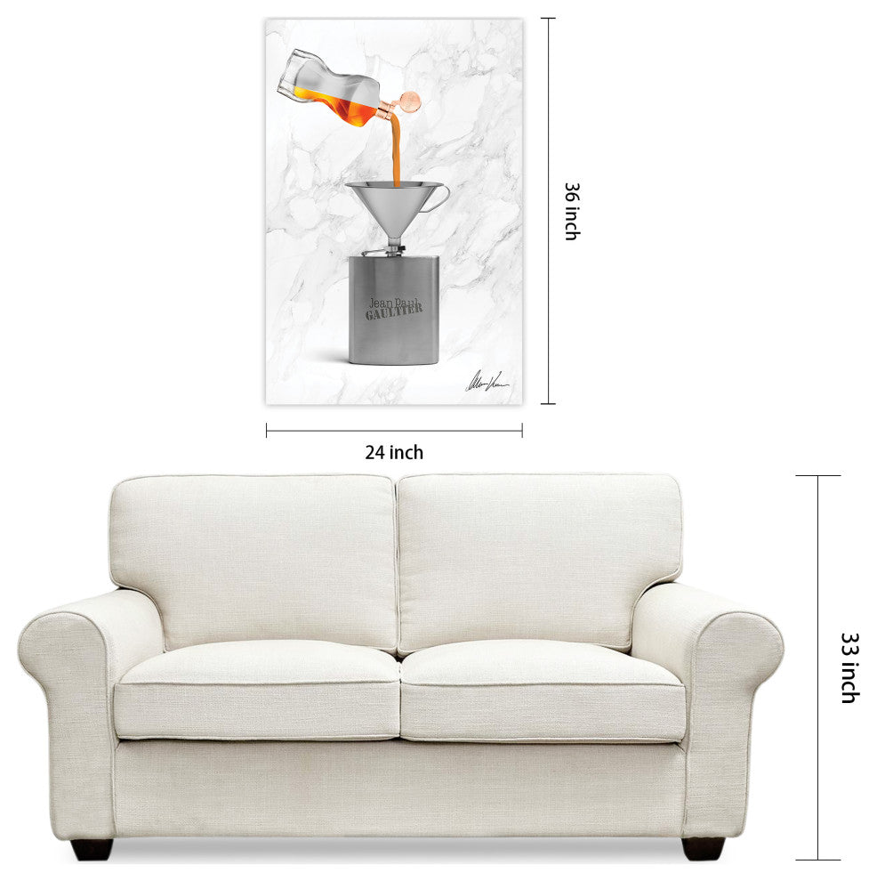 "Gaultier Liquid Gold" Frameless Floating Tempered Glass Panel Graphic Wall Art