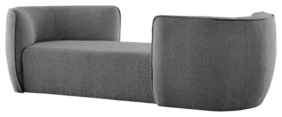 Hilton Boucle Fabric Upholstered Chaise Lounge, Grey