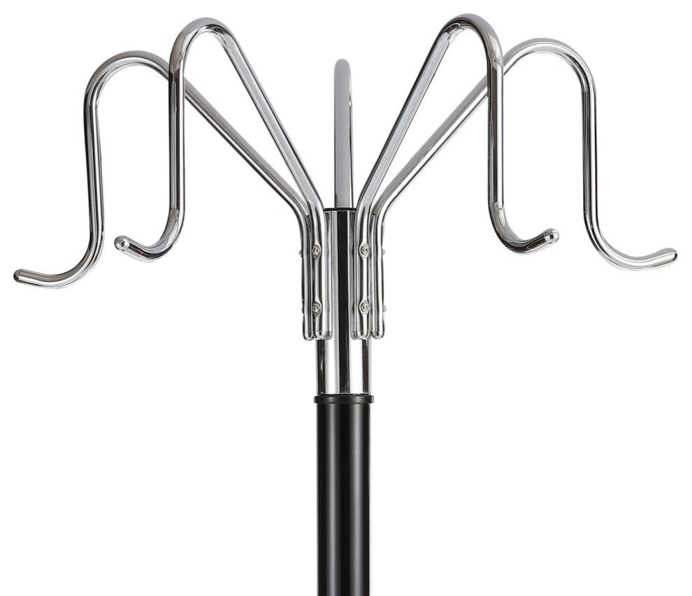 happimess Ethan 5-Hook 72.8" Metal Parlor Coat Rack, Black and Chrome