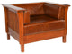 Arts and Crafts / Craftsman Cubic Slat Side Arm Chair - Chestnut Brown Leather
